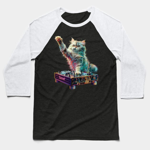 Cat DJ Flow Baseball T-Shirt by RazonxX